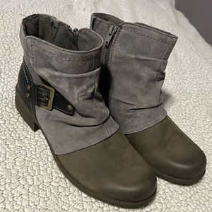 Earth Origins Phoenix Leather & Suede Ankle Boots 9W Stone